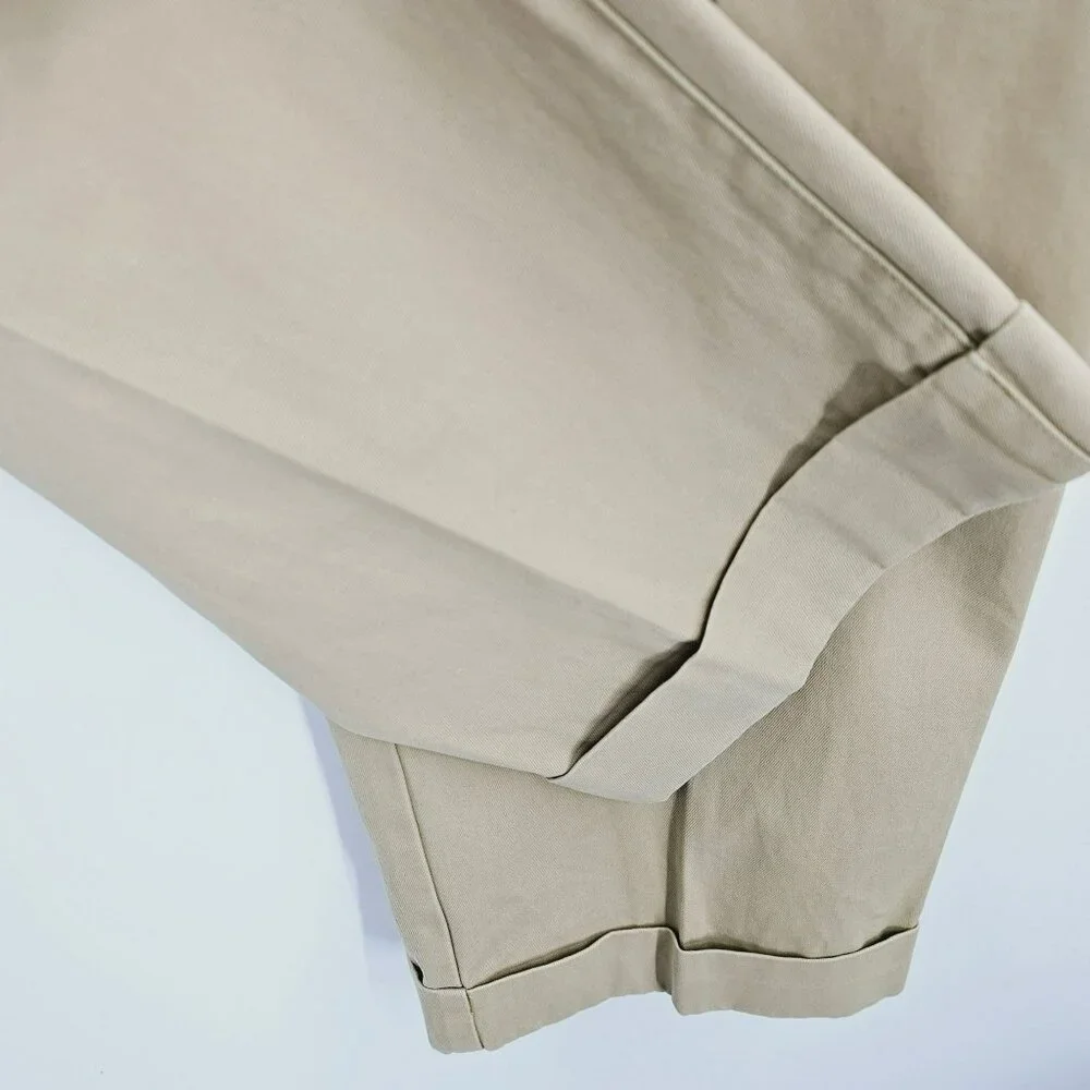 Peter Millar Khaki Pants 40 Raleigh Washed Twill Flat Front Pima Cotton Cuffed